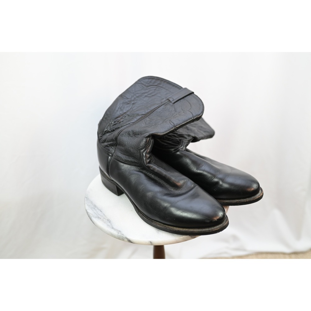 Tony Lama Mens Black Leather Western Cowboy Boots Vibram Sole 2900 Size 12EE